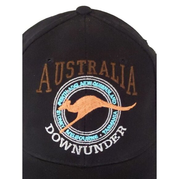 Australia Down Under Cap Hat Black & Brown embroidered kangaroo One Size(NWT) - Picture 2 of 8